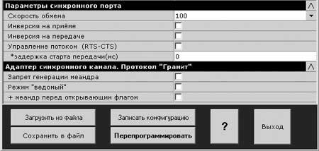 Окно конфигурации канального контроллера