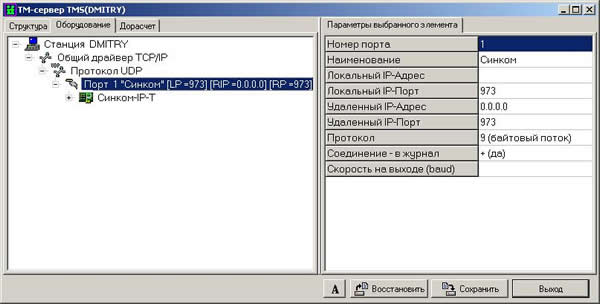 Описание порта измерительного контроллера на сервере
